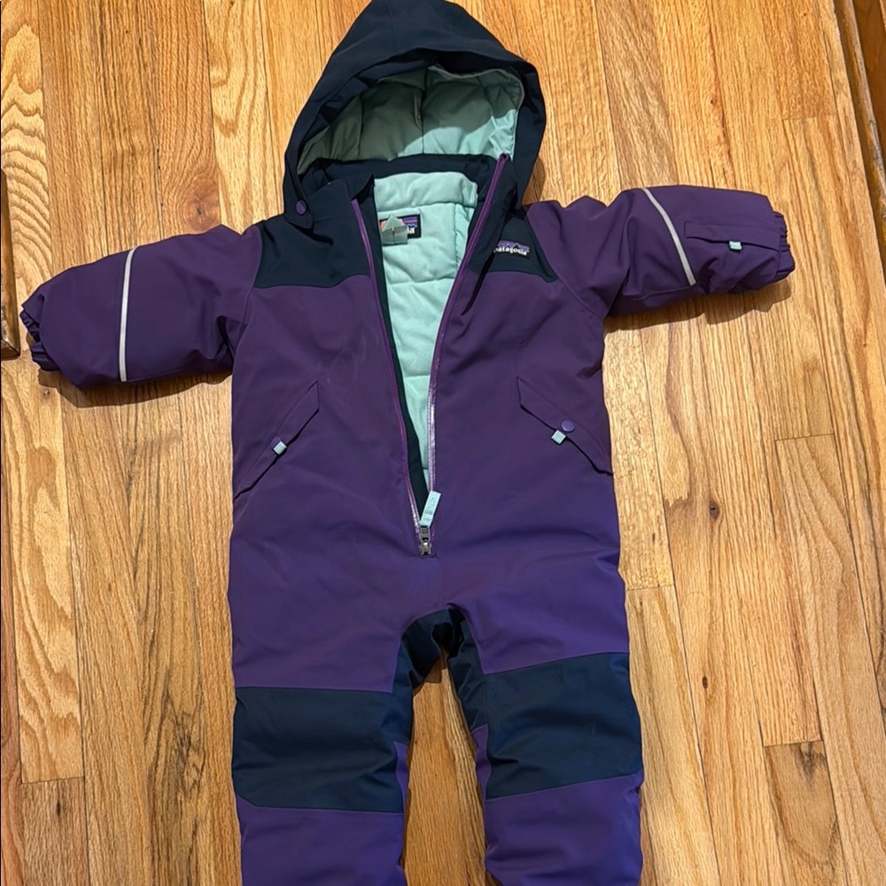 Purple and Black Hooded Snowsuit
